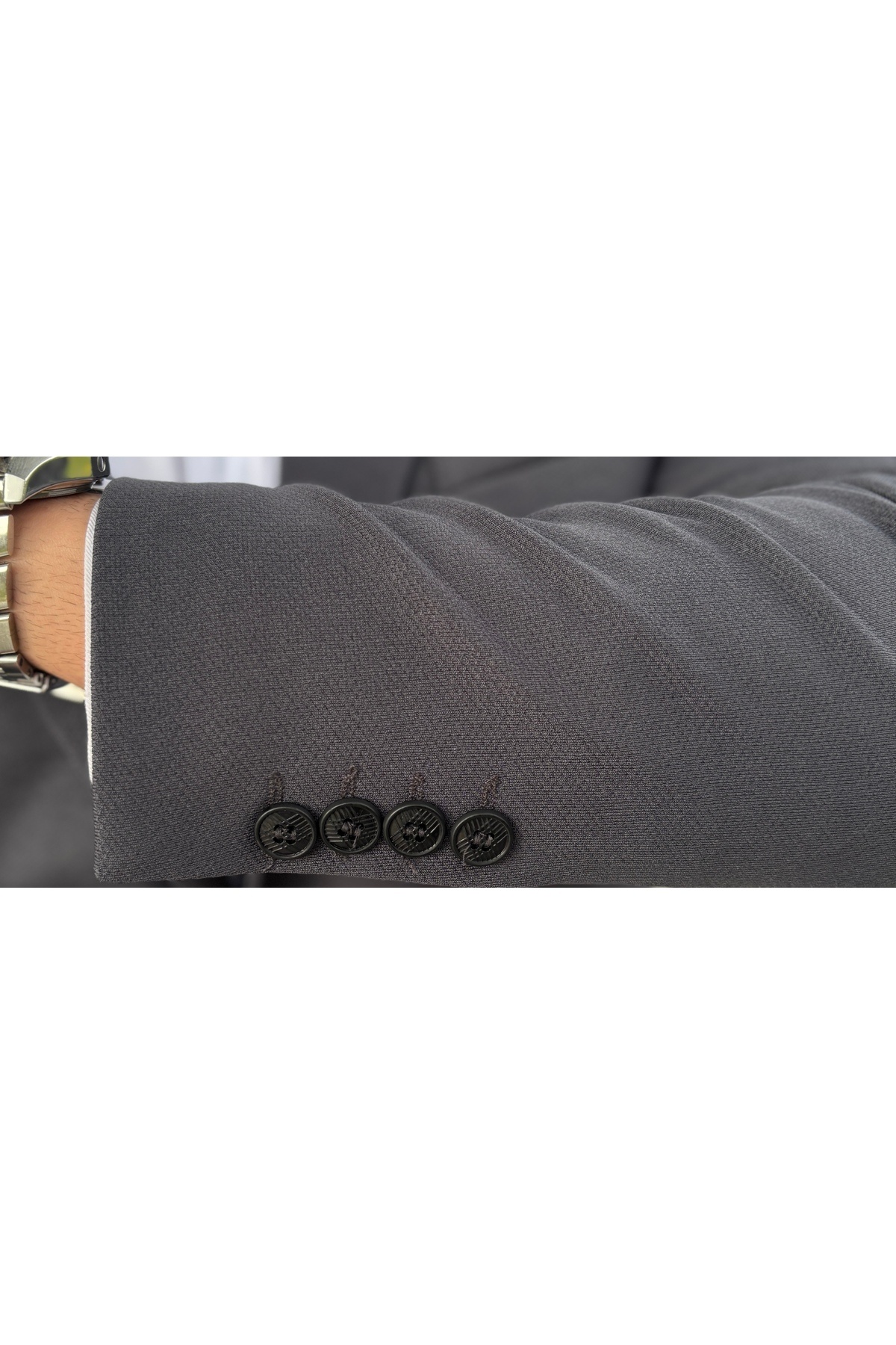 SABRİ ZENGİN  Erkek Antrasit Slim Fit Çift Düğme Blazer Ceket - Görsel 4