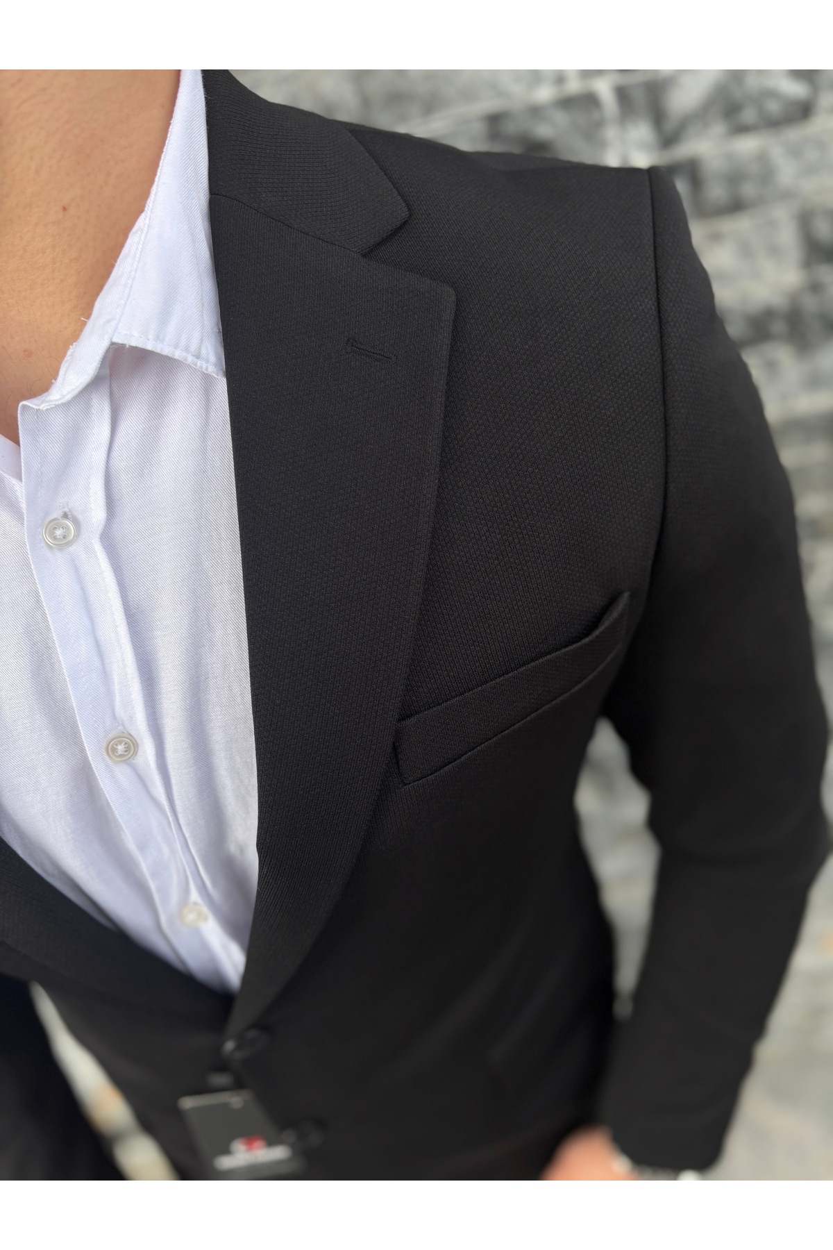 SABRİ ZENGİN  Erkek Siyah Slim Fit Çift Düğme Blazer Ceket - Görsel 3