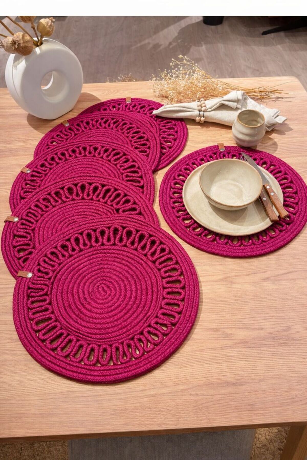 Thick Machined, 6-Piece, American Service, Jute Underplate, Durable, Heat Sensitive, Long Lasting,