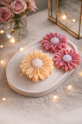 MumLook Papatya Çiçeği Mum | El Yapımı Dekoratif Mum/AFG ATÖLYE /12 adet