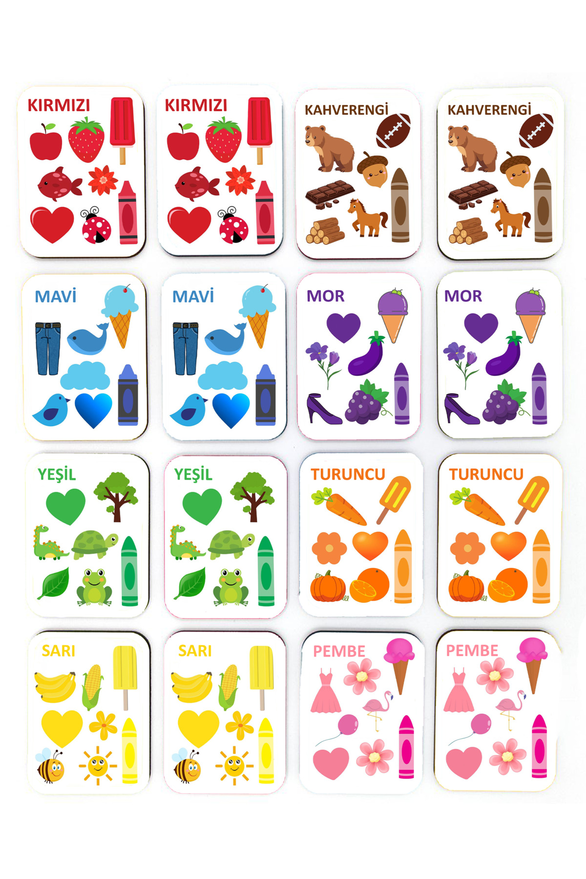 kutuTR 3’lü Set Zeka Eşleştirme Oyunu – 56 Adet Ahşap Kart – Renk, Sayı Ve Hayvan Set 3 fotoğrafı 3 (önizleme)