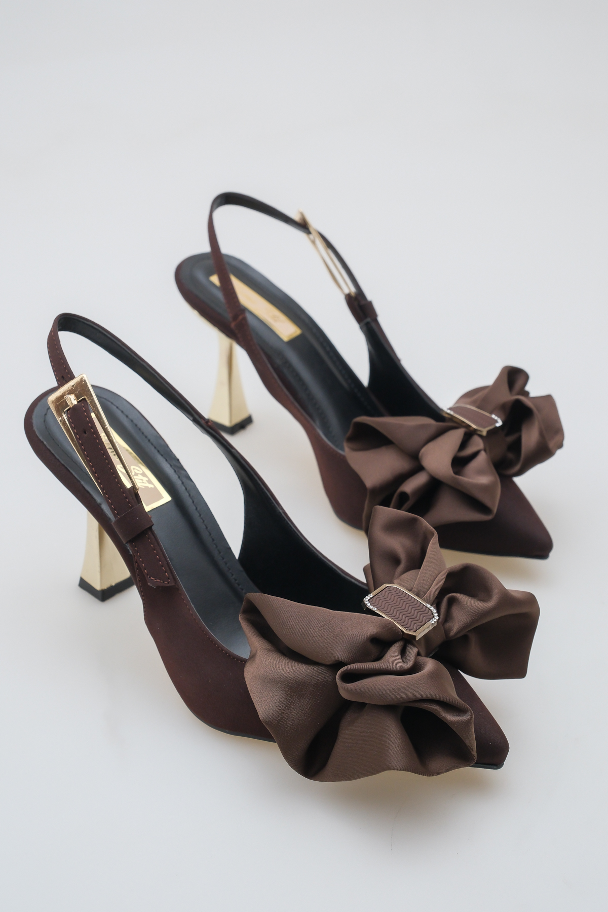Stylish Women's Stiletto with Open Back Special Design Heels and Bowknots and Side God Buckle