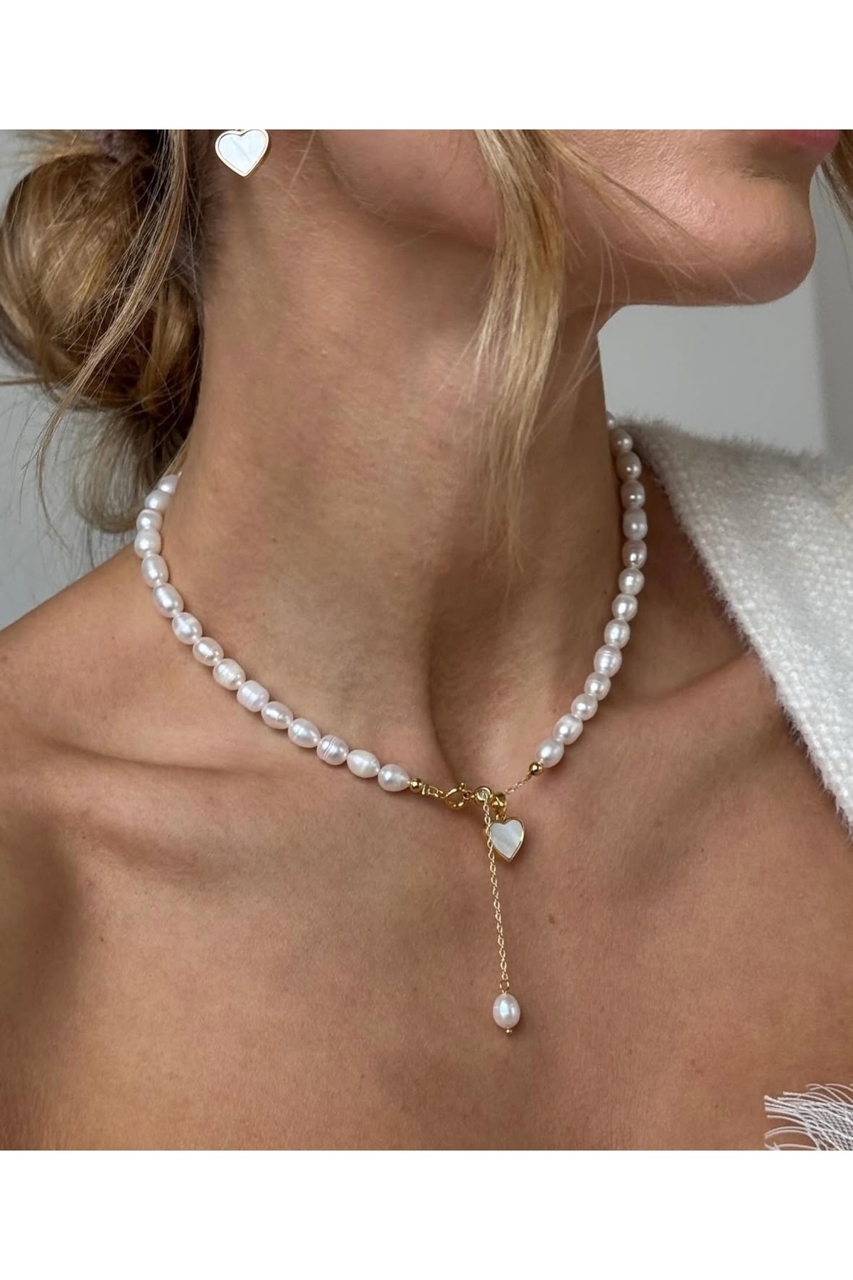 Certified Design Necklace with Real Pearl heart