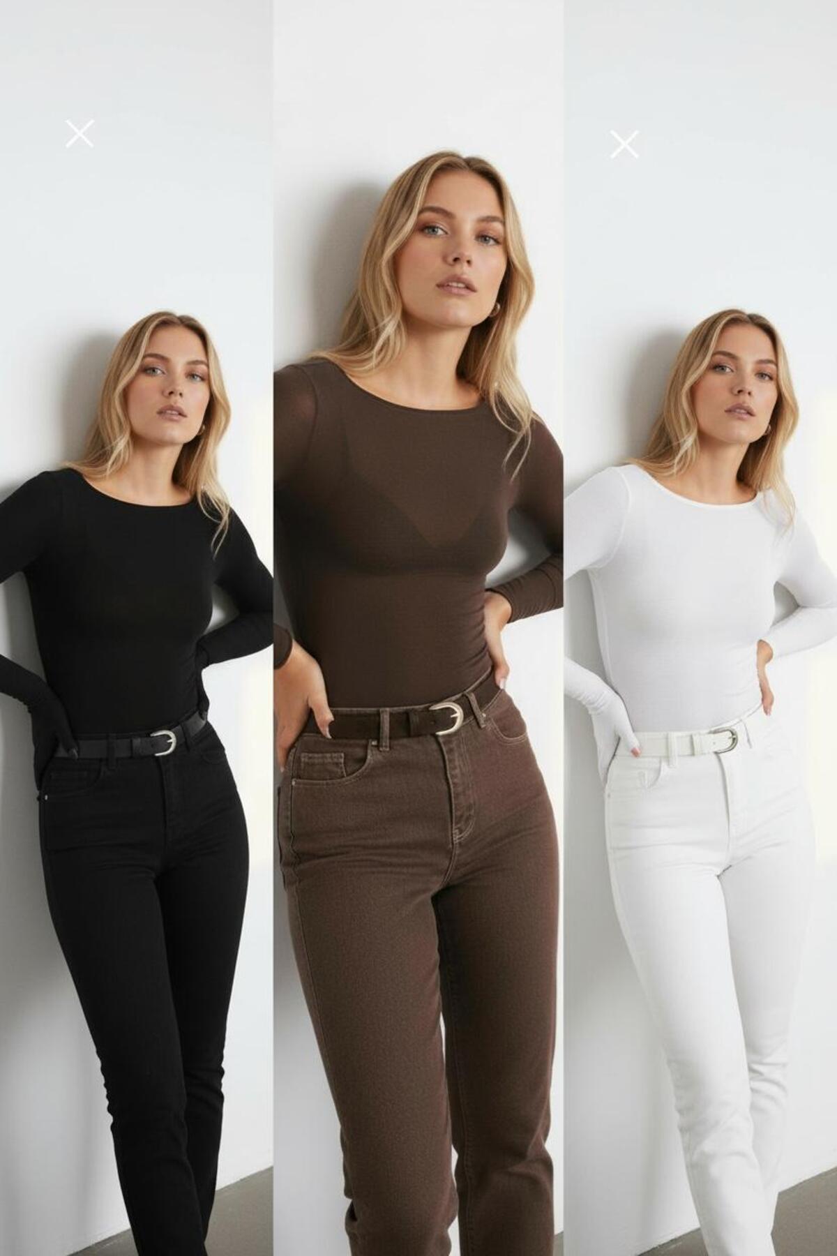 WOMEN'S 3-Piece SET BOAT NECK MODAL CASHMERE LIGHT BLOUSE