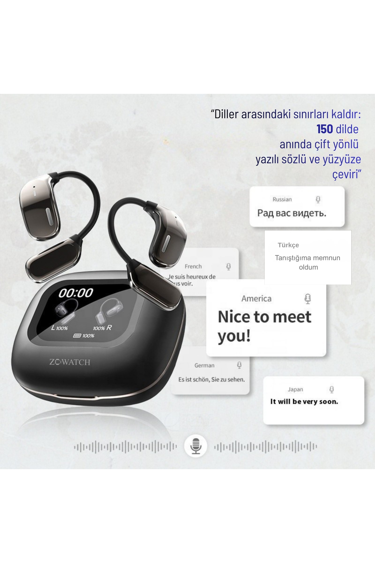 ZCWATCH E1025 Ultra BT 5.4 OWS Kulaklık, AI 150 Dil