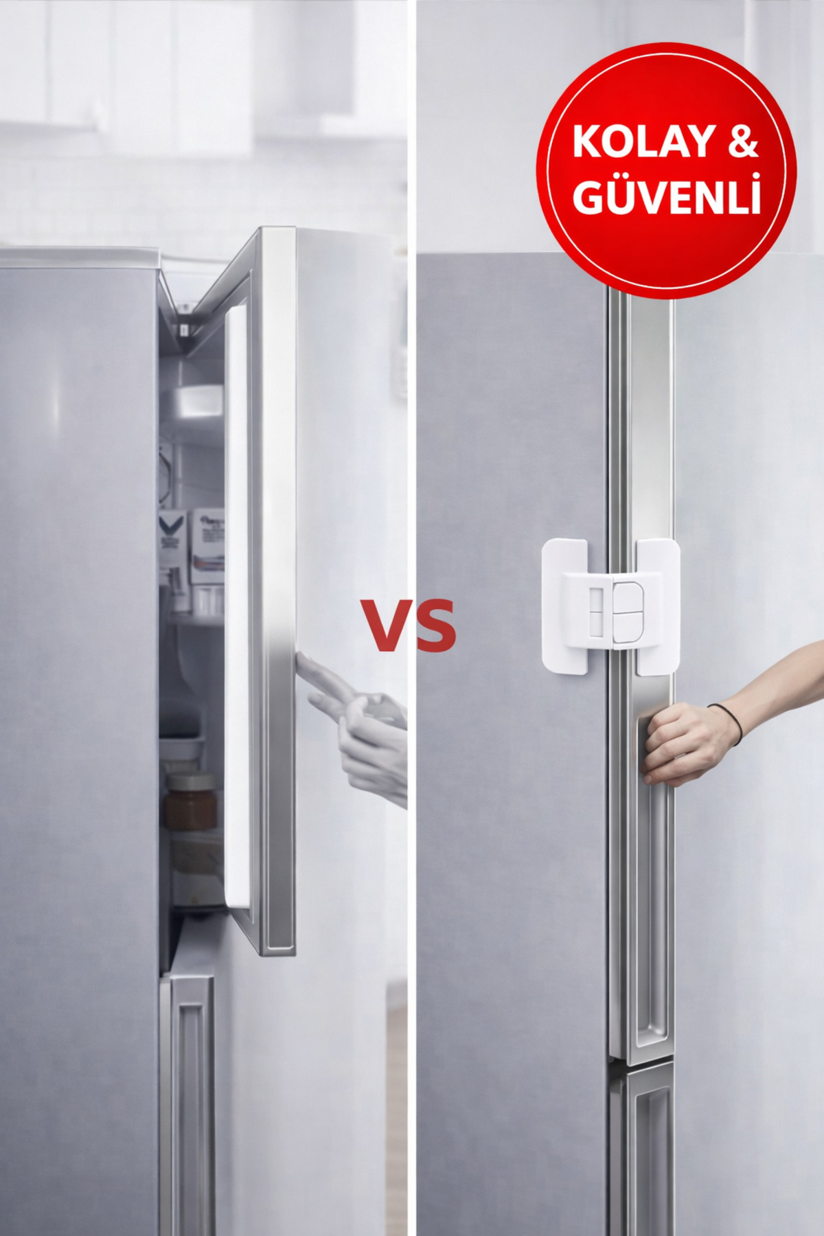 TOYFEST 4’lü Çocuk Güvenlik Kilidi | Buzdolabı Dolap Çekmece Kapak Kilidi Çift Butonlu fotoğrafı 2 (önizleme)