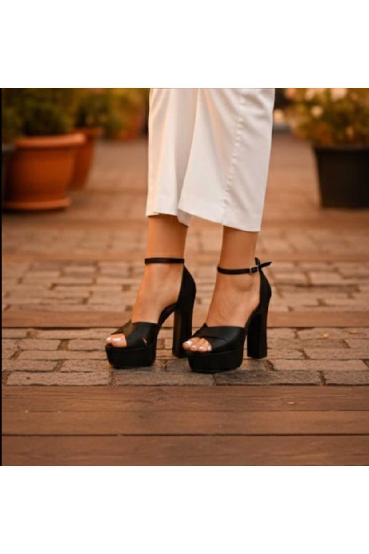 City steps  kadın topuklu çapraz bantlı ayakkabı 12 cm topuk - Görsel 6