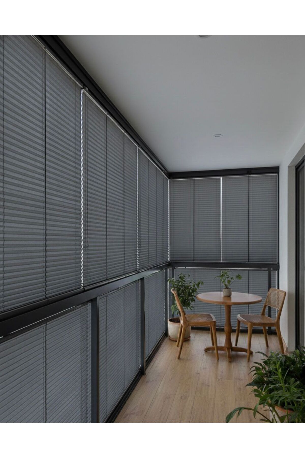 Anthracite Pleated Curtain Glass Balcony Curtain Heat Insulated Foldable 1st Quality Fabric