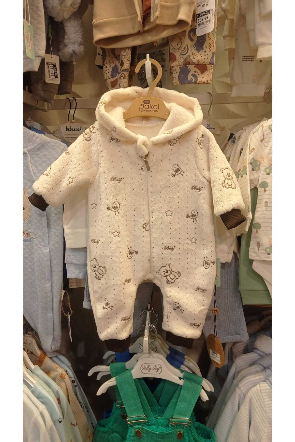 Mamman's Kışlık, Kalın Peluş, Kapüşonlu, Fermuarlı Erkek Bebek Tulumu, Welsoft Kumaş fotoğrafı 3 (önizleme)