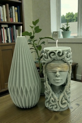 Natura Home Decor Dekoratif Geometrik & Figürlü Kokulu Mum Seti