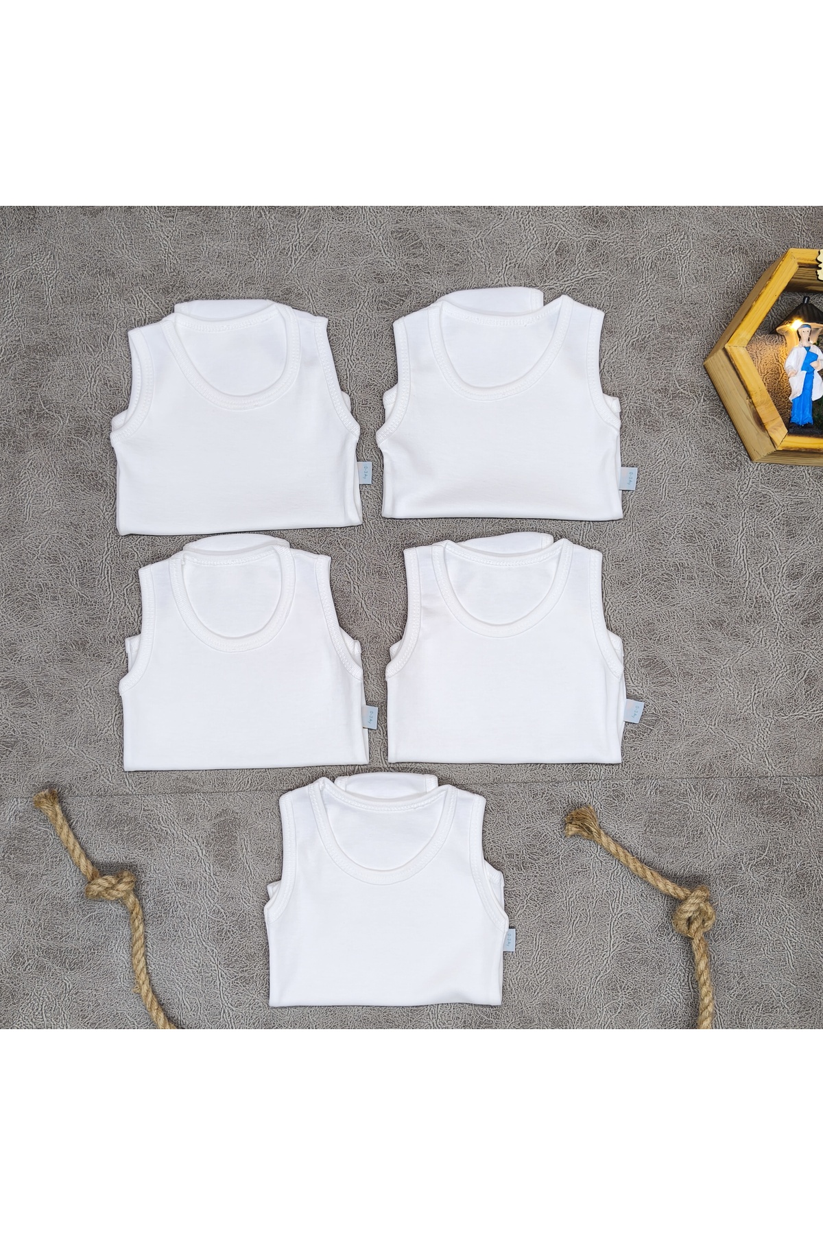 vieso 5'li % 100 Organik Pamuklu Kız Erkek Çıtçıtlı Bebek Body Zıbın Atlet fotoğrafı 4 (önizleme)