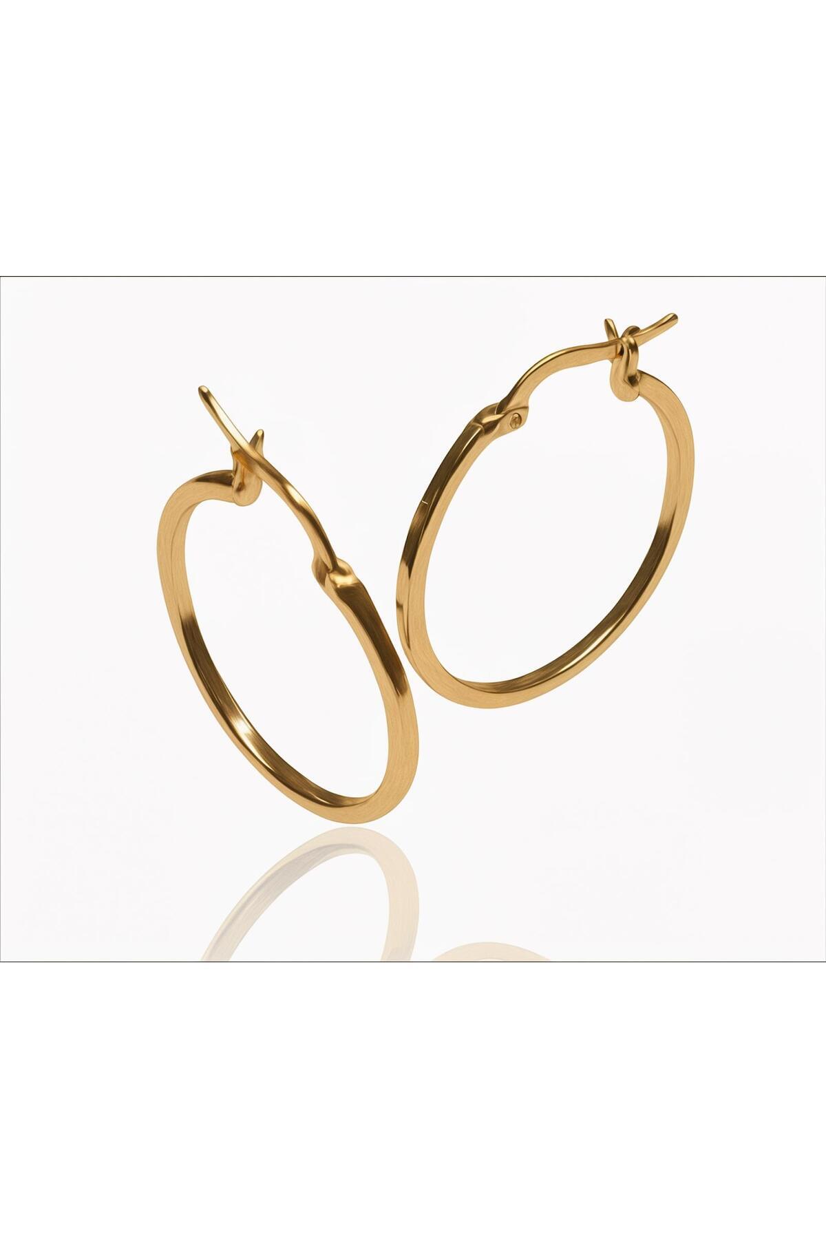 Hakan Güler Kuyumculuk Altın Düz Kesim Halka Küpe – 1,20 gr | 2 cm