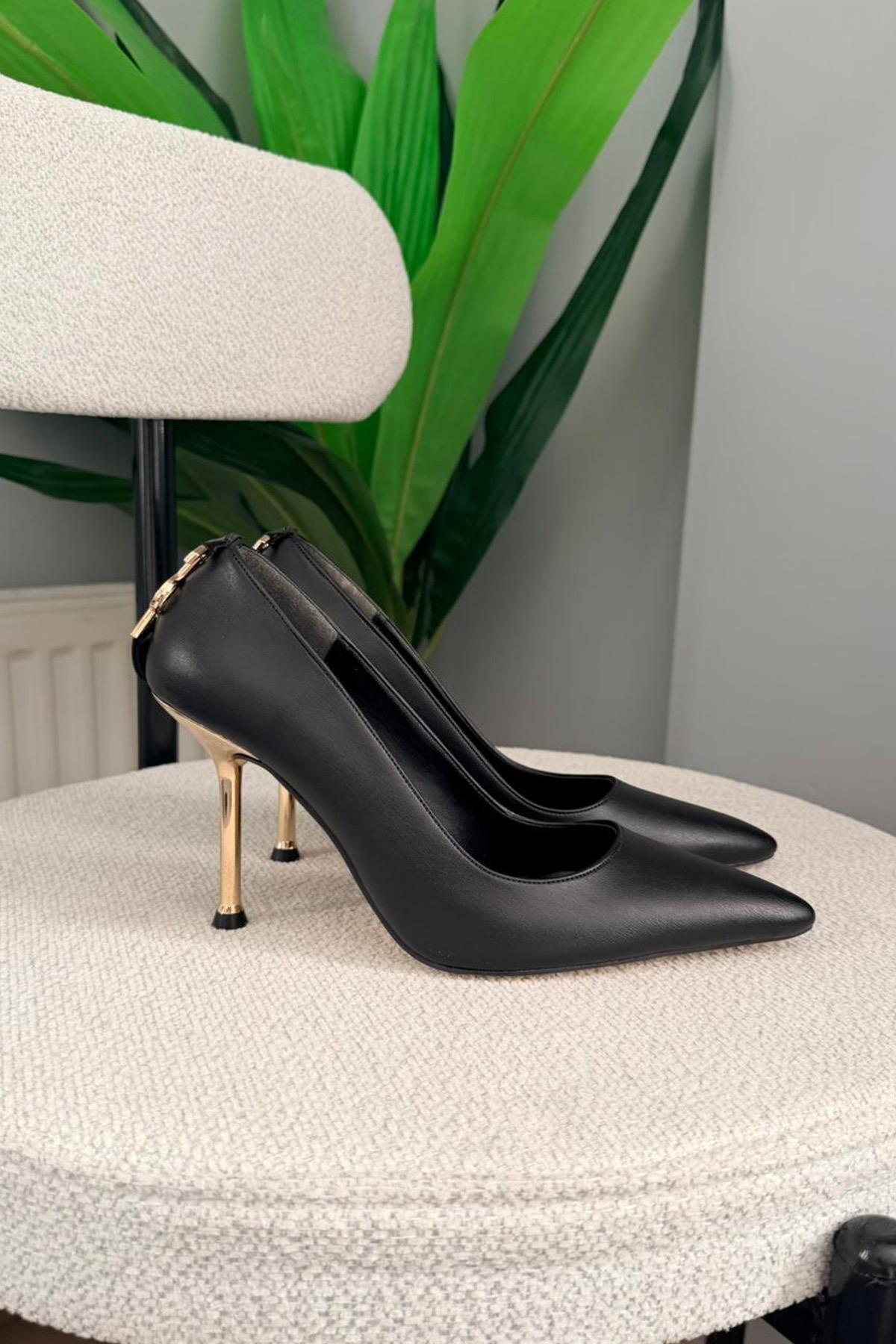 Women's Alexa Black Back Buckle Detail 10 cm Thin Heels & Styleto