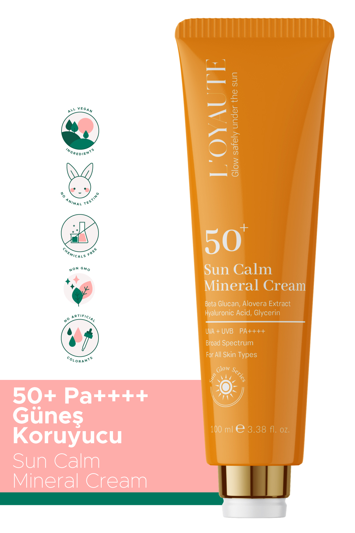L'OYAUTE کرم ضد آفتاب صورت سان کالم مینرال SPF50+ با محافظت بالا برای انواع پوست، ۱۰۰ میلی لیتر — LSC2501
