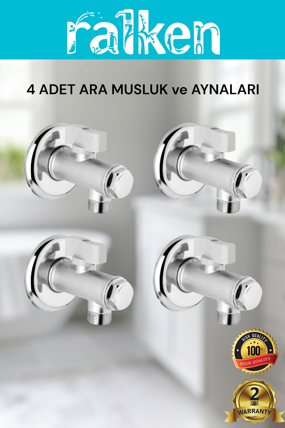 RALKEN Filtreli Ara Musluk Batarya Alt Bağlantı Musluğu 4 Adet