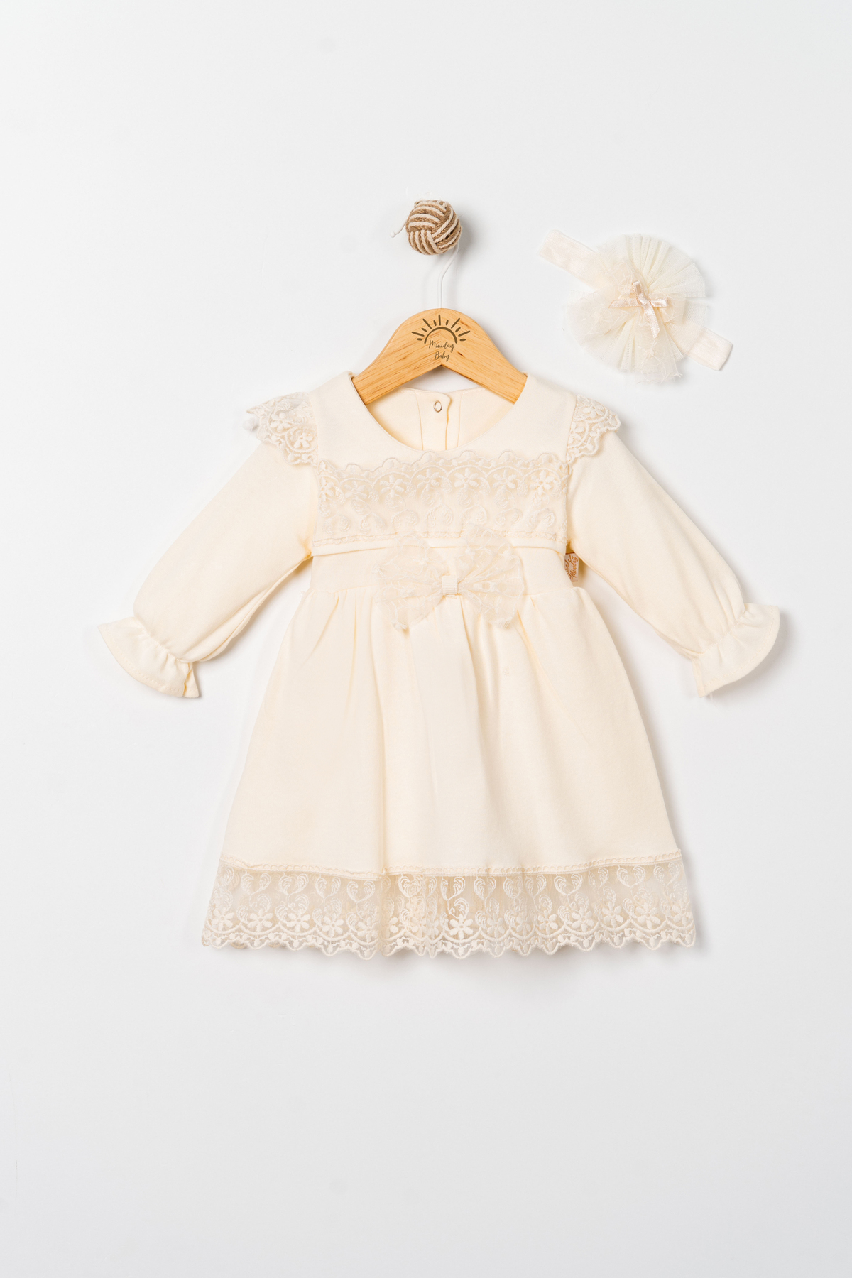 Miniday Baby Kız Bebek Mevlütlük Elbise Bandanalı Dantelli Yeni doğan Hastane çıkışı Gelinlik Abiye Mevlitlik 62 fotoğrafı 2 (önizleme)