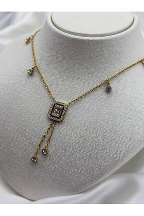 beus Baget Zirkon Taşlı Çelik Kolye