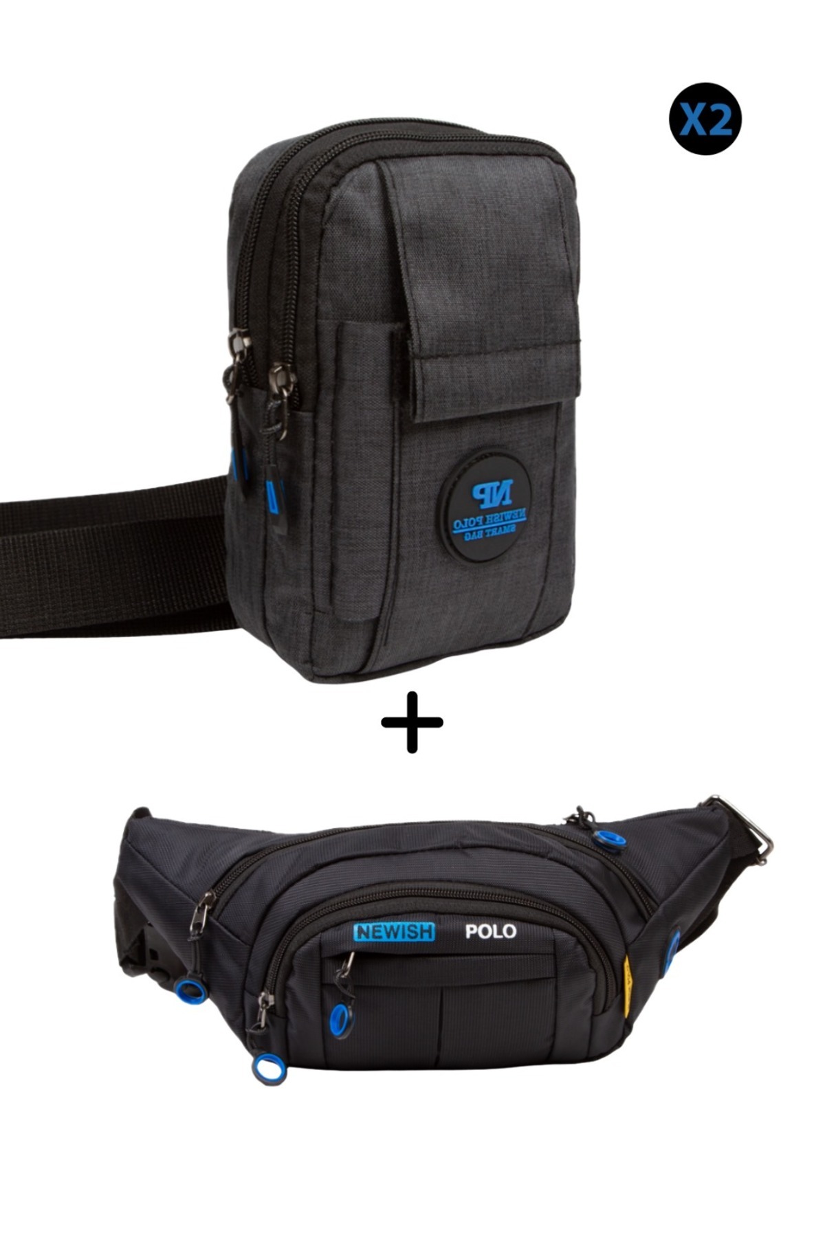 NEWISH POLO ACCESSORIES  Unısex Keten Telefon Bölmeli ve 5 fermuarlı Bel Ve Çapraz Omuz Çanta Göğüs Seyahet Günlük Bodybag