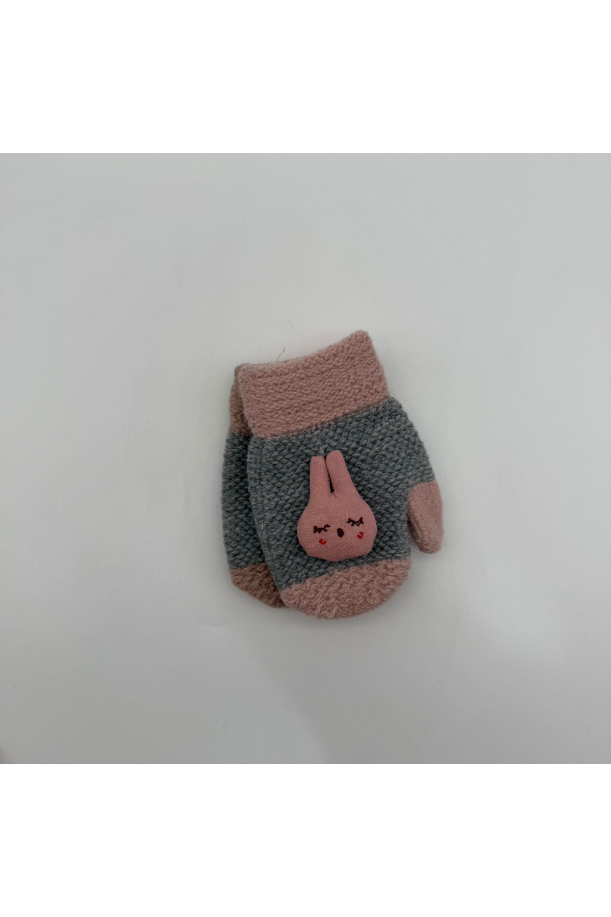 Ma.re accessories Bebek Gri–Pudra Triko Hayvan Figürlü Parmaksız Eldiven – 1–3 Yaş fotoğrafı 2 (önizleme)