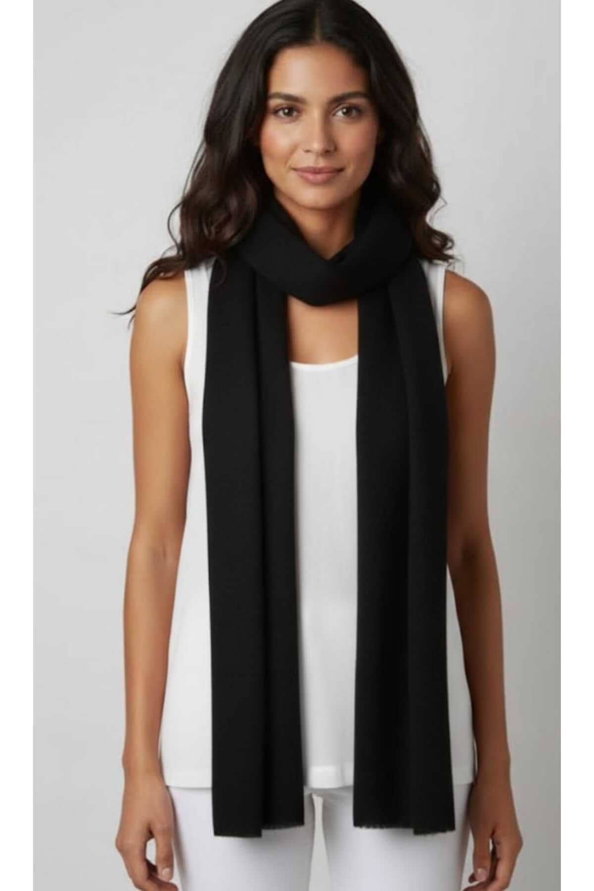 blackbonds Puffy polar siyah Yumuşak Dokulu Yeni Yıl Yılbaşı Hediyesi Kadın Atkı Şal Omuz Şalı 40x 170 cm görsel 3