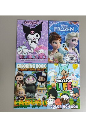 ada çanta kırtasiye 4 adet stickerli karakter figürlü boyama kitabı AD67034