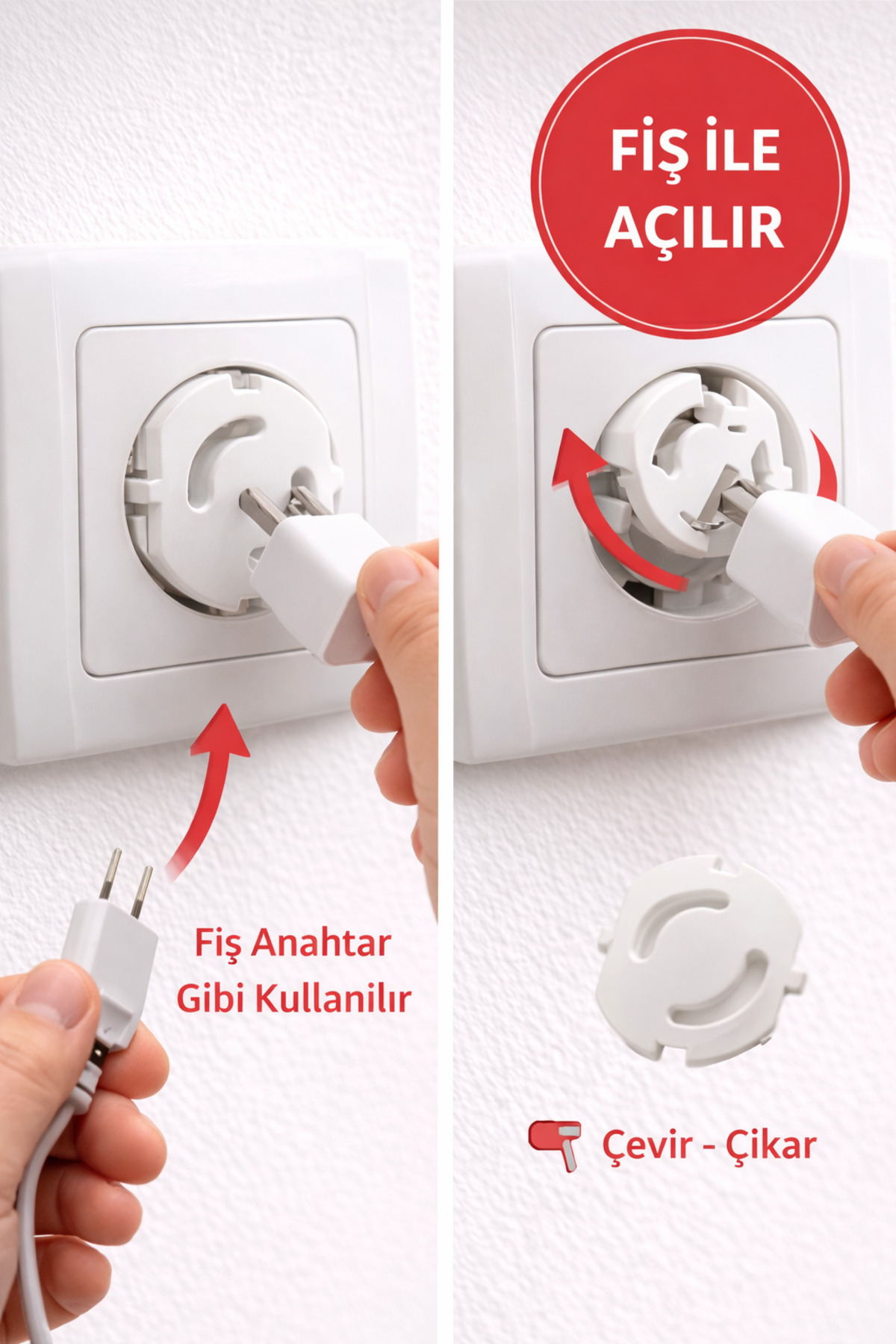 MEDUSHOP 6’lı Çocuk Priz Güvenlik Kapağı | Bebek Priz Kilidi | Elektrik Priz Koruyucu Aparat fotoğrafı 5 (önizleme)
