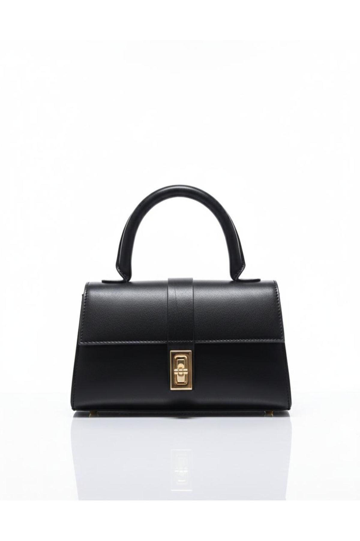 ZEGİ BAGS &MORE Siyah Minimalist Klasik El Çantası - Gold Detaylı