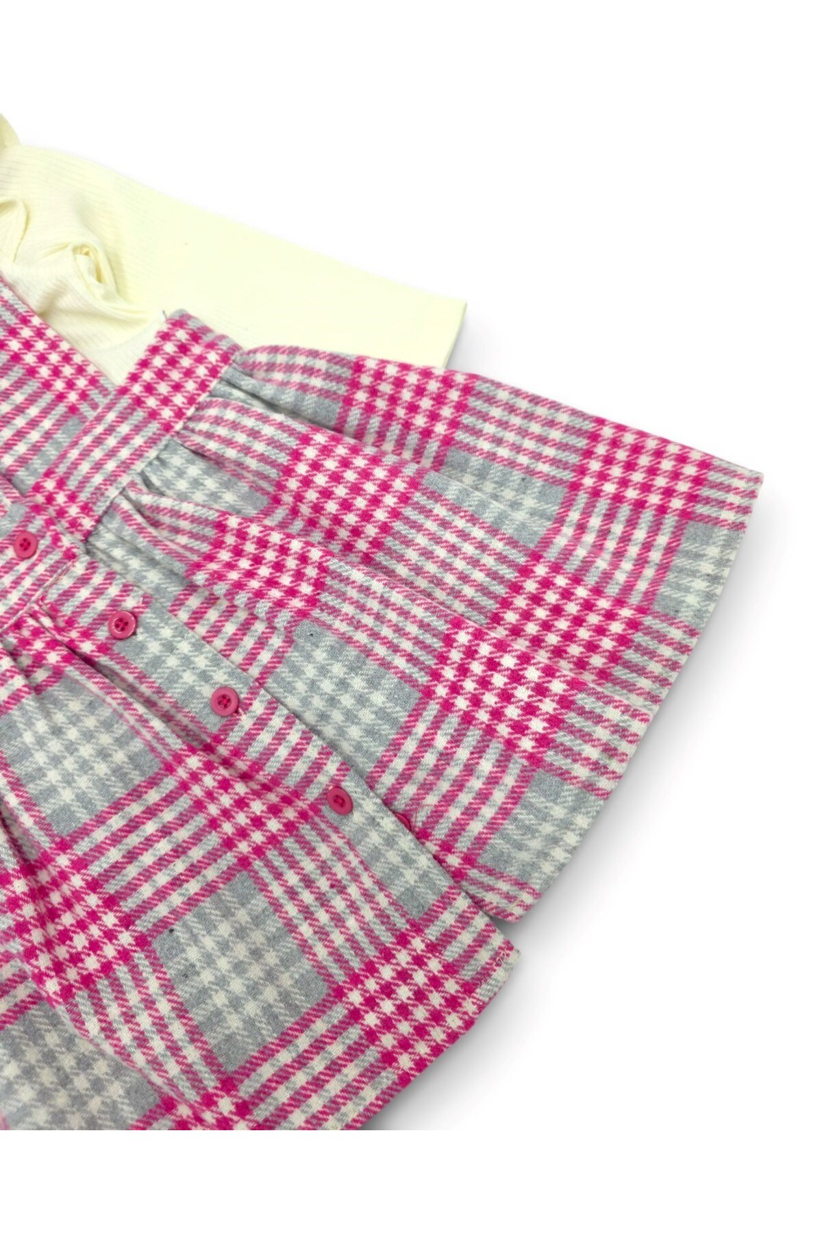 Ege Bebek Kız Çocuk Ekose Desenli 2-3-4-5-6 Yaş Salopet Elbise , Badili 2'li Şık Takım fotoğrafı 7 (önizleme)