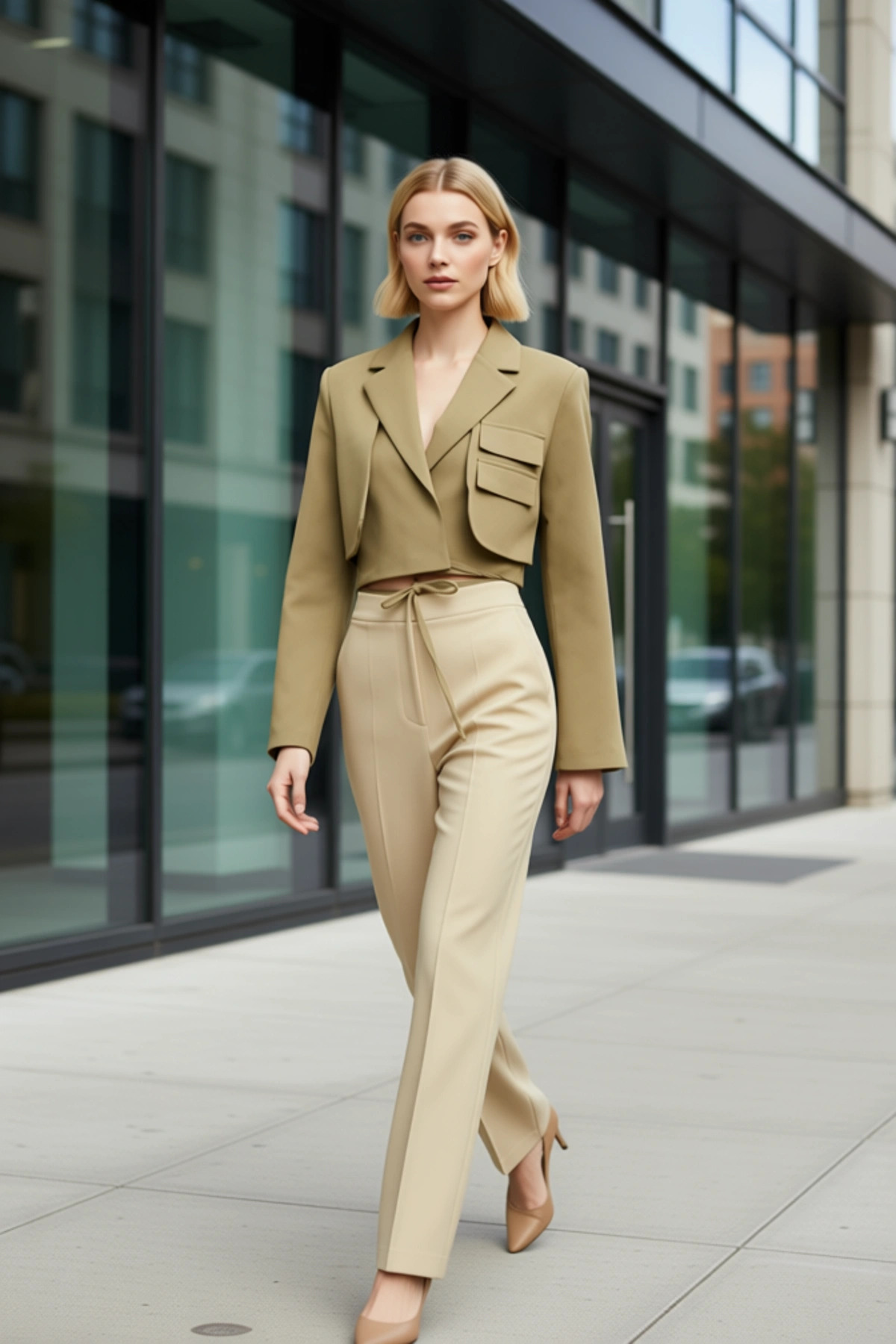 BENERLY  Kadın Kruvaze Dokuma Ceket Uzun Kollu Ceket Yaka Regular Kalıp Fonksiyonel Dayanıklı Rahat