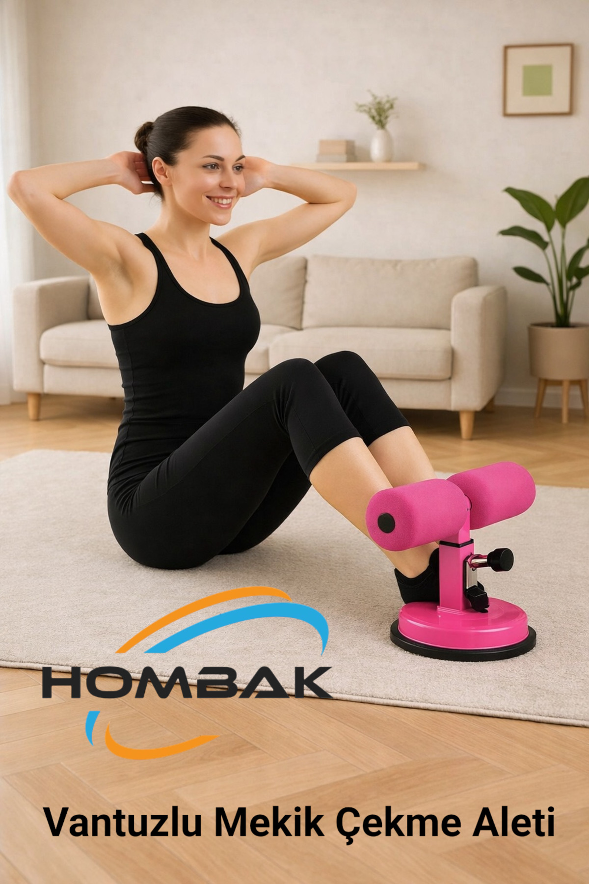 Hombak Vantuzlu Mekik Çekme Aleti – Ayak Destekli Ev Egzersiz