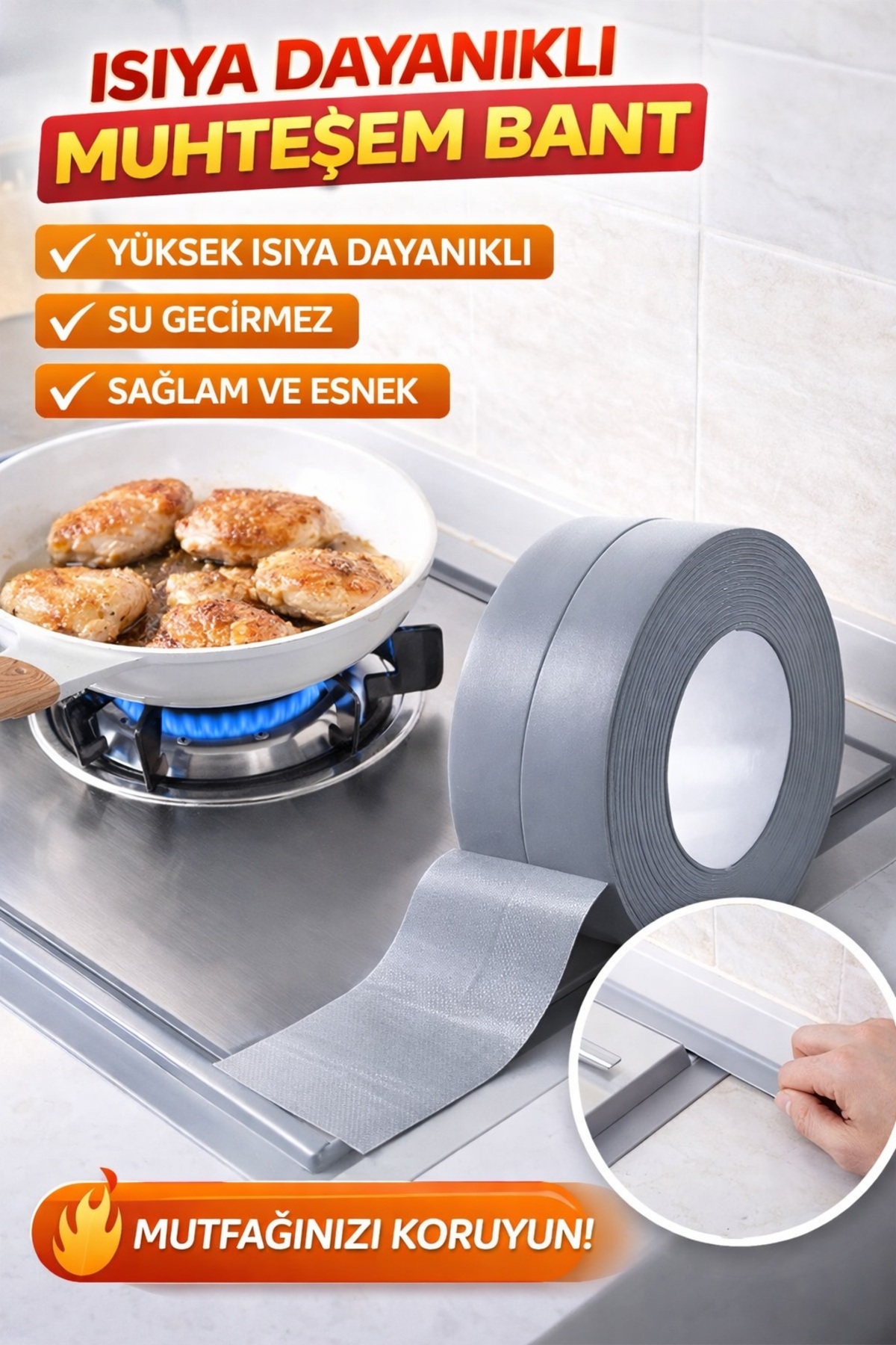 obrigado Su Geçirmez Sızdırmaz Bant 3m Gri – Lavabo, Banyo, Mutfak