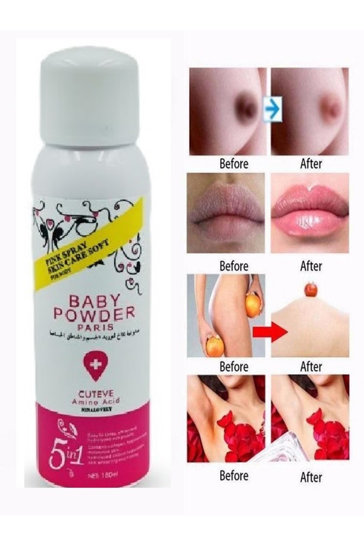 Kaizens Life Baby Powder Pink Sprey Yüz,Dudak, Vücut, Hassas Bölge, Diz, Dirsek Kararmalara Son Pembemsi Beyazlık - Fiyatı, Yorumları