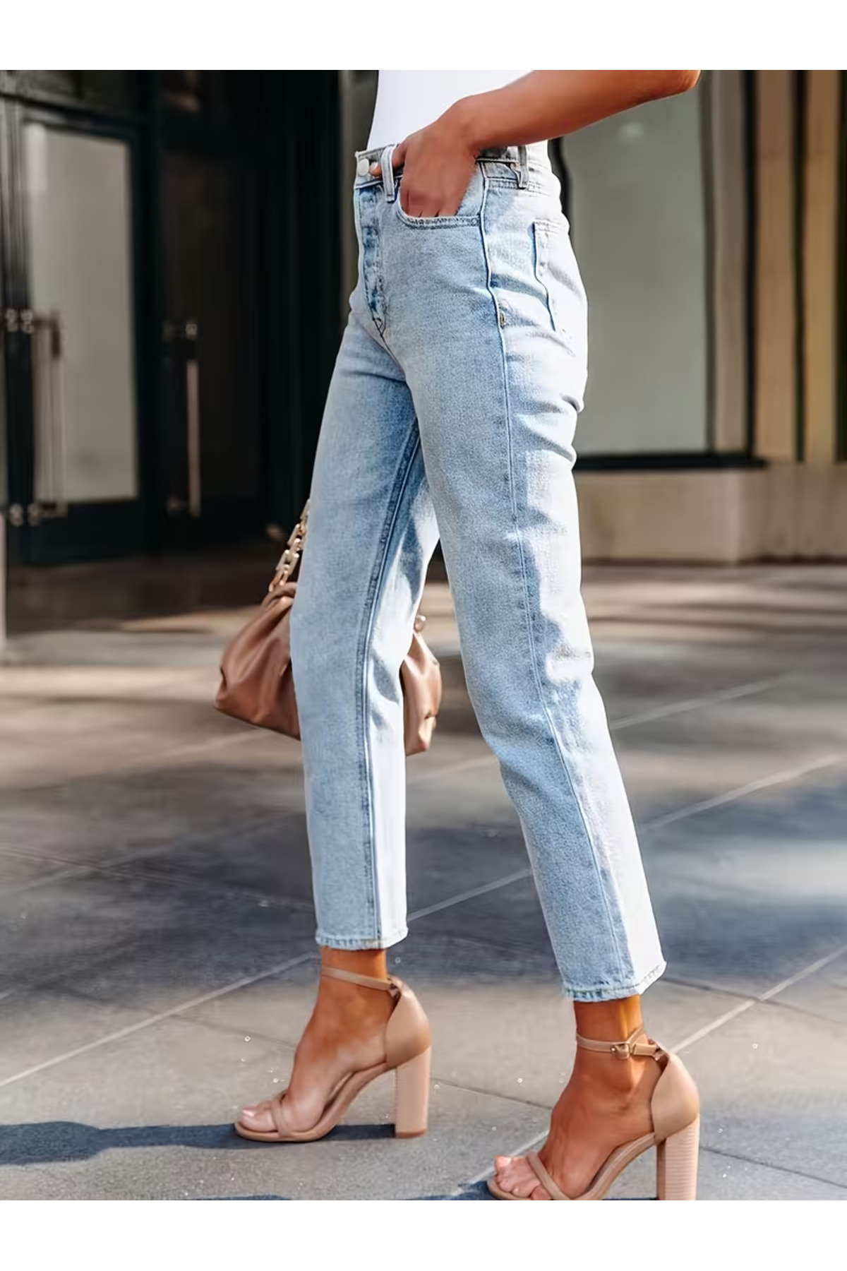 Clara Women's Mom Lycra High Waist Boyfriend Jeans Denim Jeans