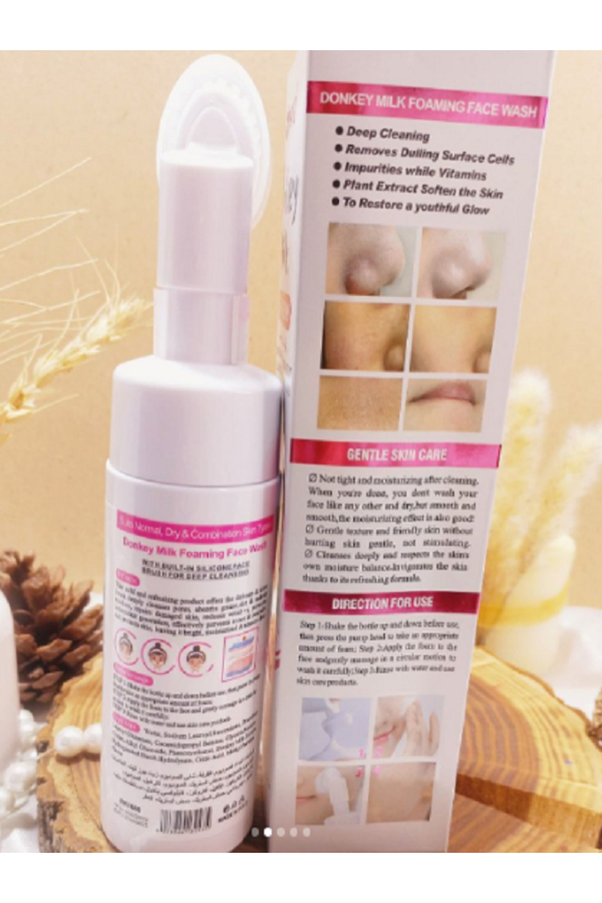 Donkey Milk Foamining Face Wash, Gerçek Eşek Sütü Özü Ve Gliserin Yüz Temizleme Köpüğü Fırçalı 150 M — 87454854154874851 — تصویر 3 از 8