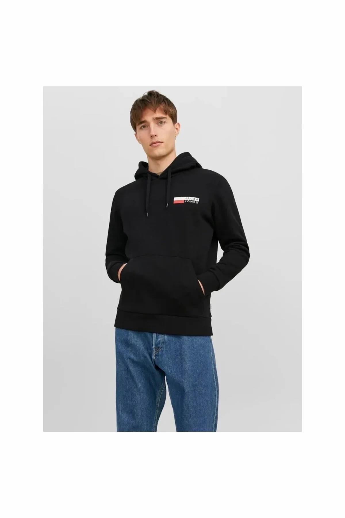 سویشرت مردانه طرح دار آستین بلند | جک اند جونز Jack & Jones 12233599-Black - تصویر 5