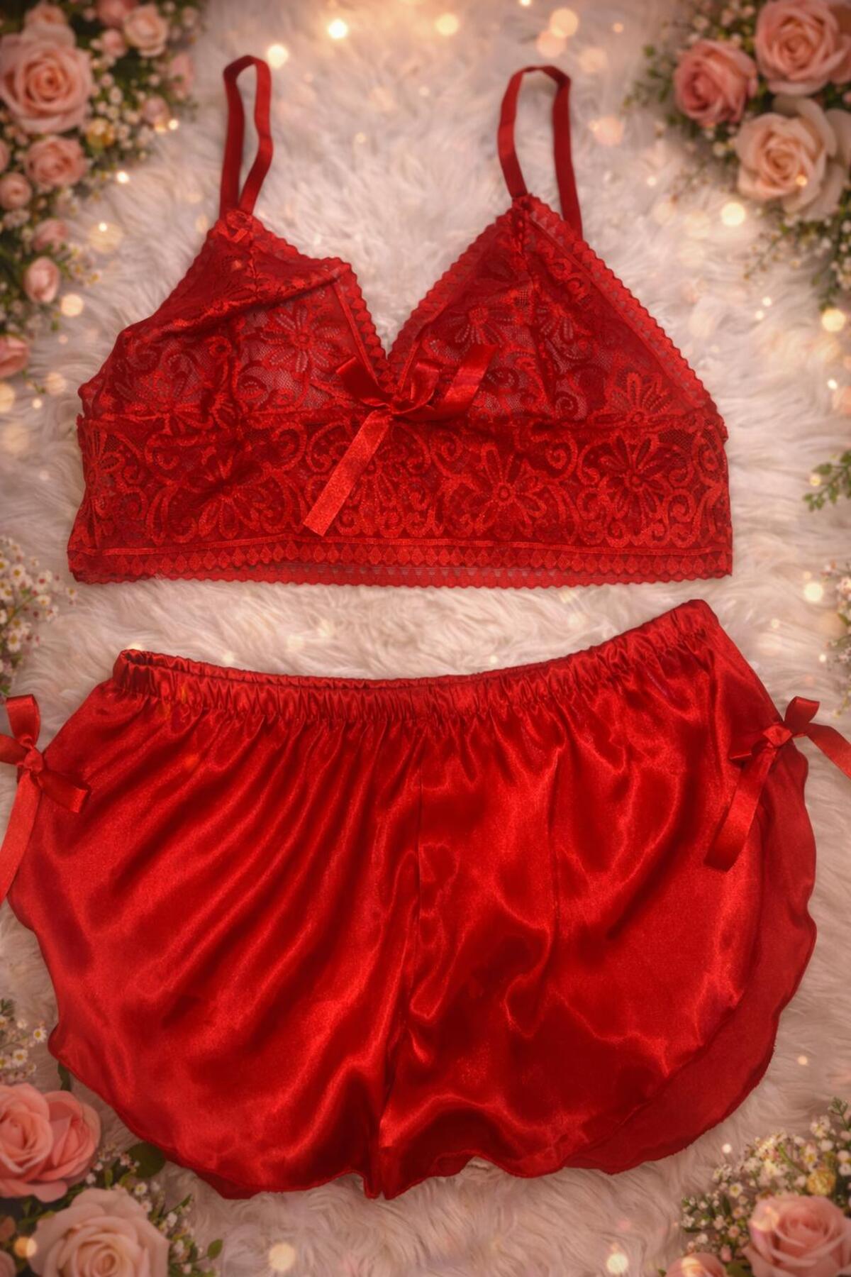 EDEL SECRET Kırmızı 3lü gecelik takım