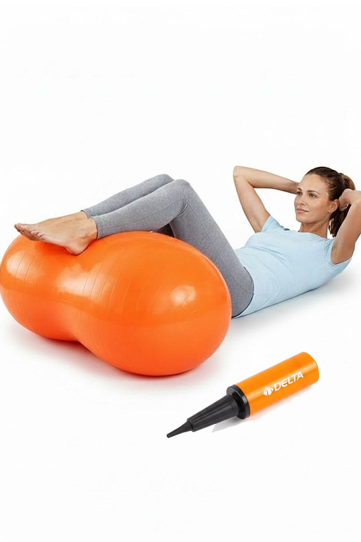 Delta Fıstık Pilates Topu 90 cm | Yer Fıstığı Pilates Topu ve Pompa Denge Fizik Tedavi Egzersiz Topu Seti