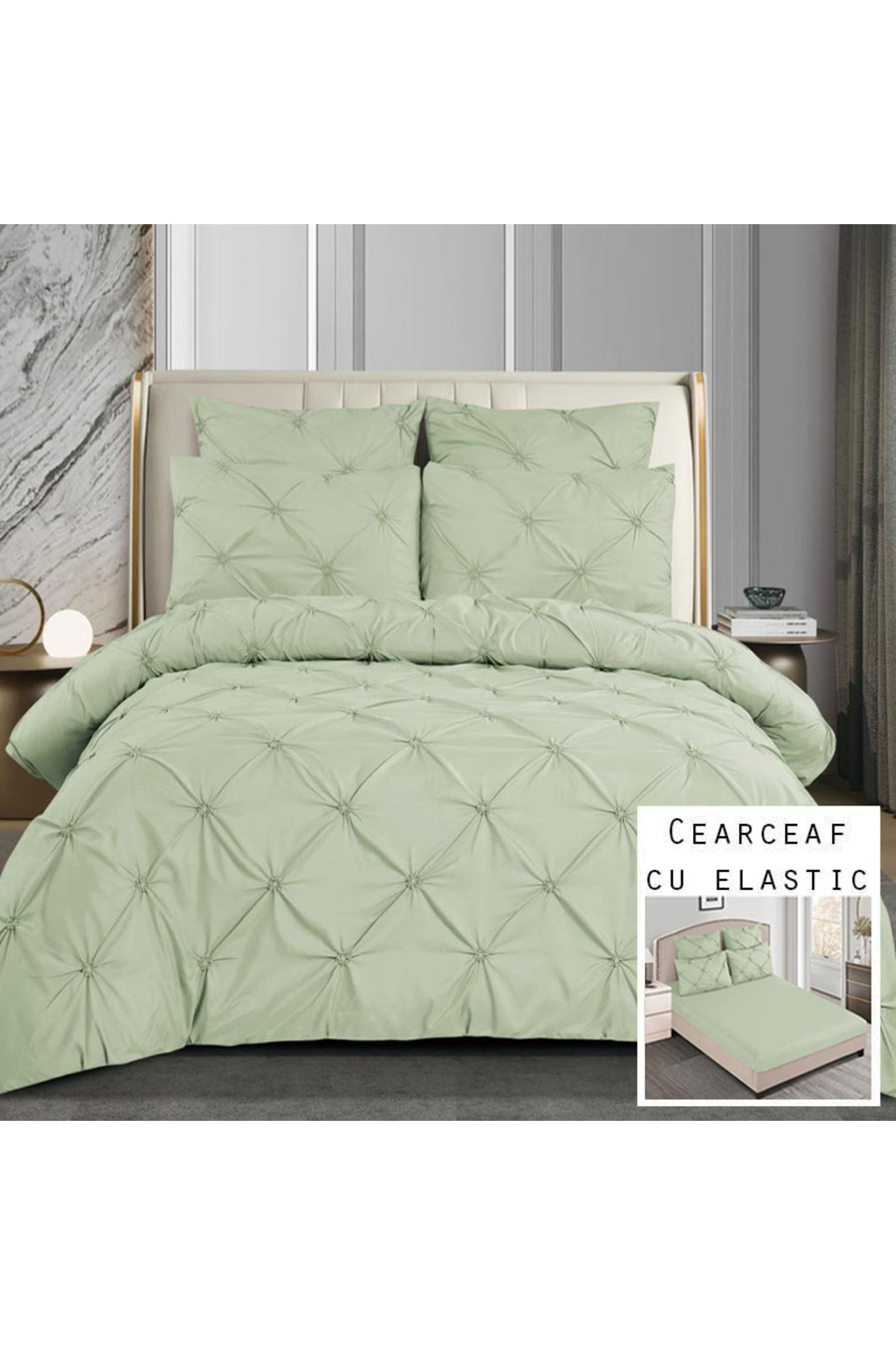 Patul Спално бельо 6 броя, фин памук, сяра, двойно легло, 2 души, чаршаф с пл...