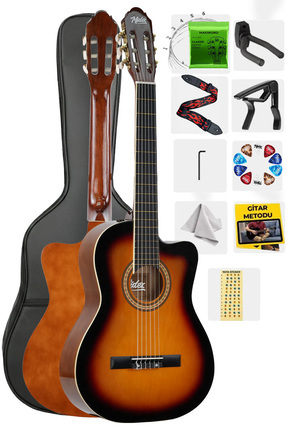 Midex MGX-100SB Üst Seviye Klasik Gitar 4/4 Sap Ayarlı (Çanta Askı Capo Metod...