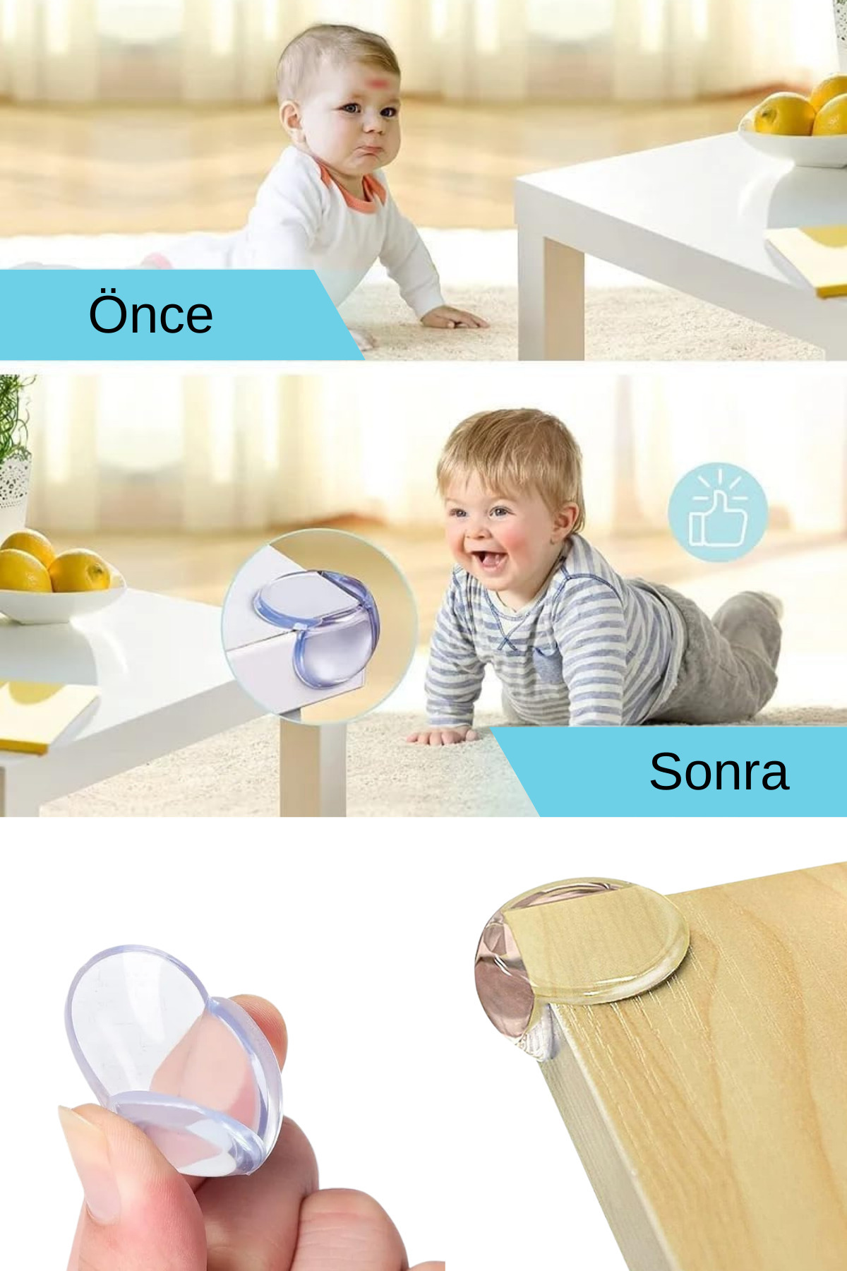 Privo 2 Adet Silikon Mobilya Köşe Koruyucu Çarpma Önleyici Güvenlik Pedi Bebek ve Çocuk Koruma Bariyeri fotoğrafı 2 (önizleme)