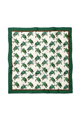 Sultan İpek Kaplumbağa Desenli Fular / Bandana 70x70cm