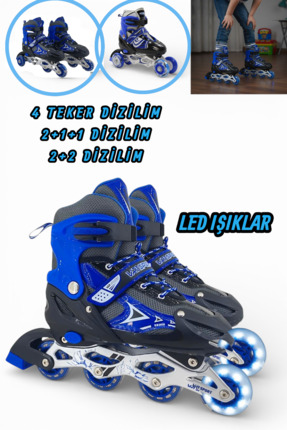 YILDIRIM OYUNCAK Silikon Tekerli Paten Ayarlanabilir 2+1+1, 2+2 Ve Tek Sıra P...