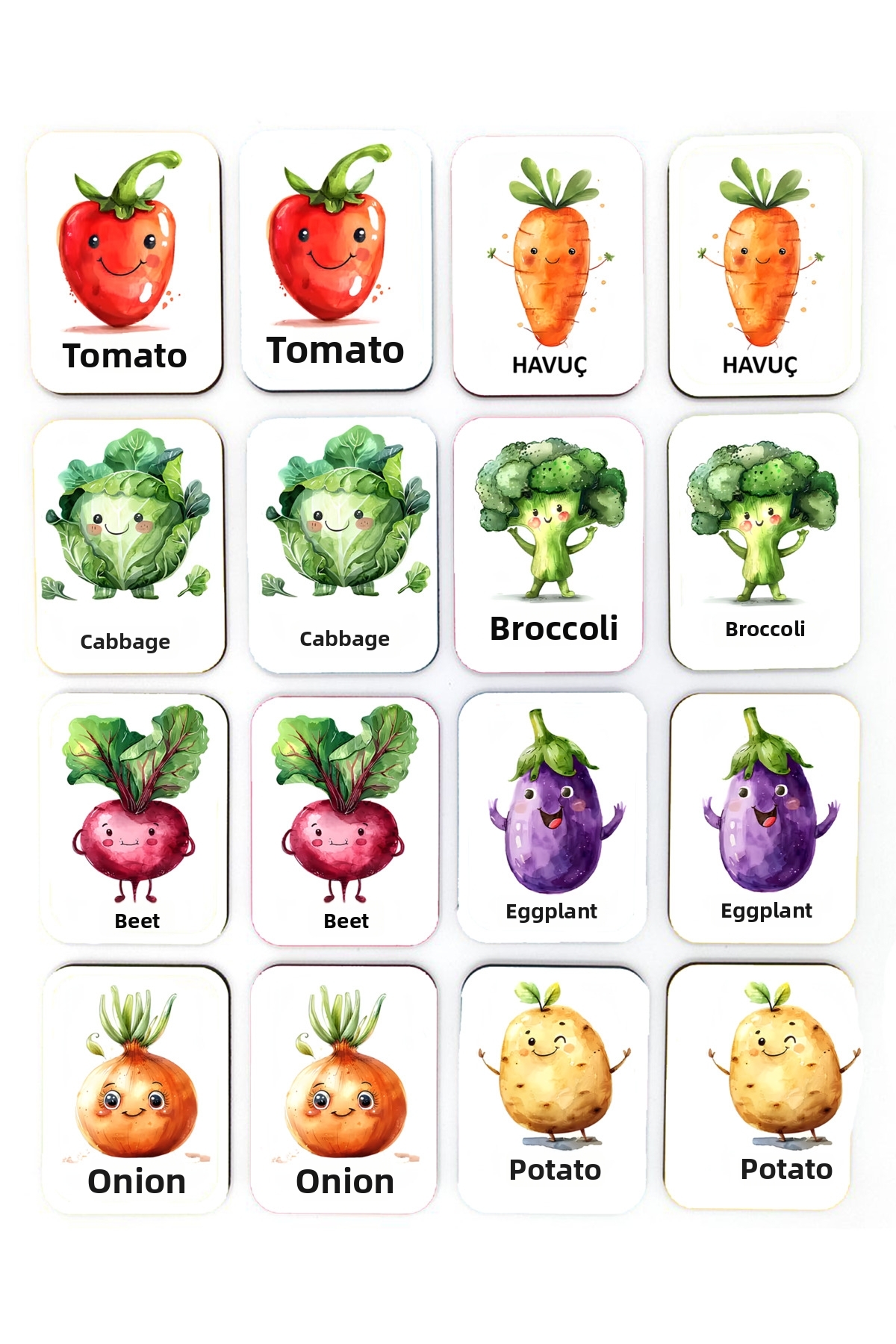 کارت‌های جورکردنی سبزیجات – بازی آموزشی حافظه و تمرکز