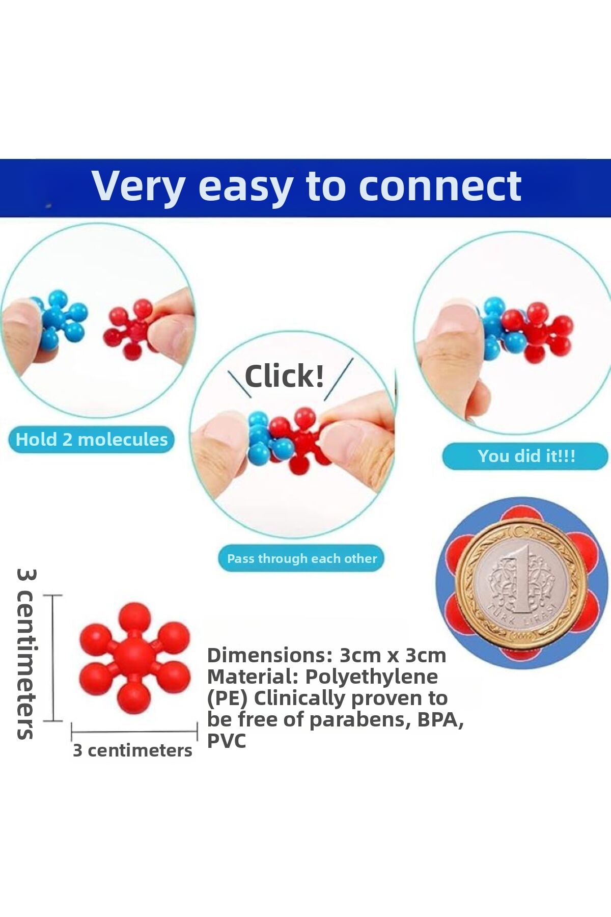 ۶۰ عدد بلوک ساختنی مولکولی خلاقانه به شکل برفدانه، ۵ رنگ (نسخه جدید)