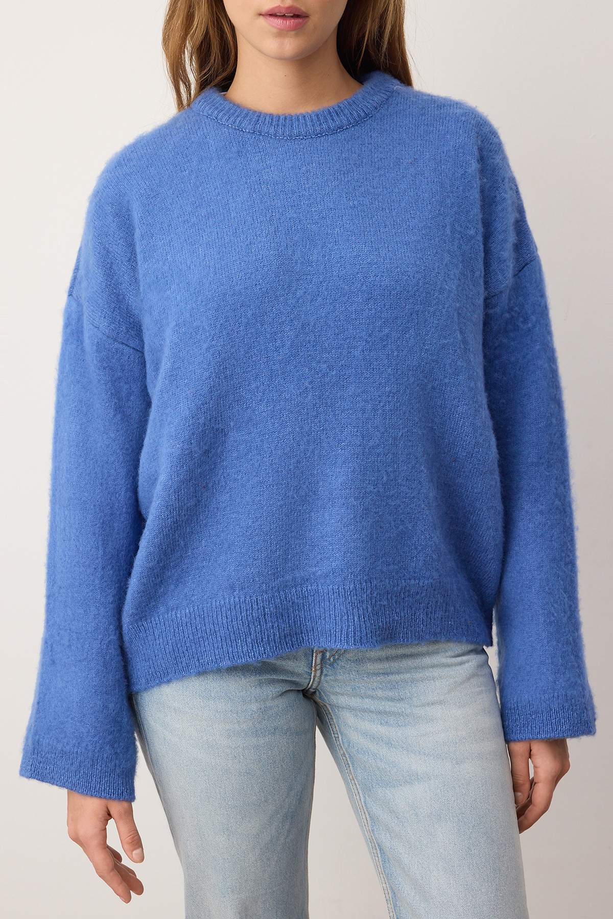 Trendyolmilla  Wardrobe Essentials Mavi Yumuşak Dokulu Geniş Kalıp Basic Triko Kazak | TWOAW26KZ00088 - Görsel 2