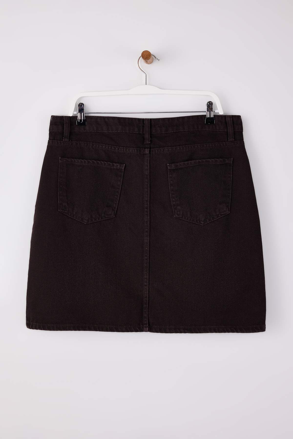 Trendyolmilla  Kahverengi Yüksek Bel %100 Non-Stretch Pamuk A Shape Denim Etek TBBAW23AZ00042 - Görsel 5