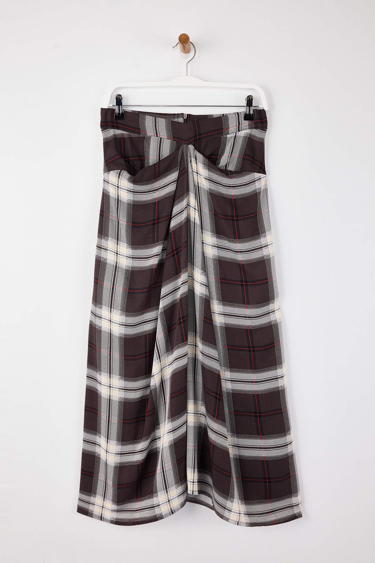 Trendyolmilla  Kahverengi Ekoseli Bel Detaylı Uzun Maxi Etek TWOAW26ET00159 - Görsel 5