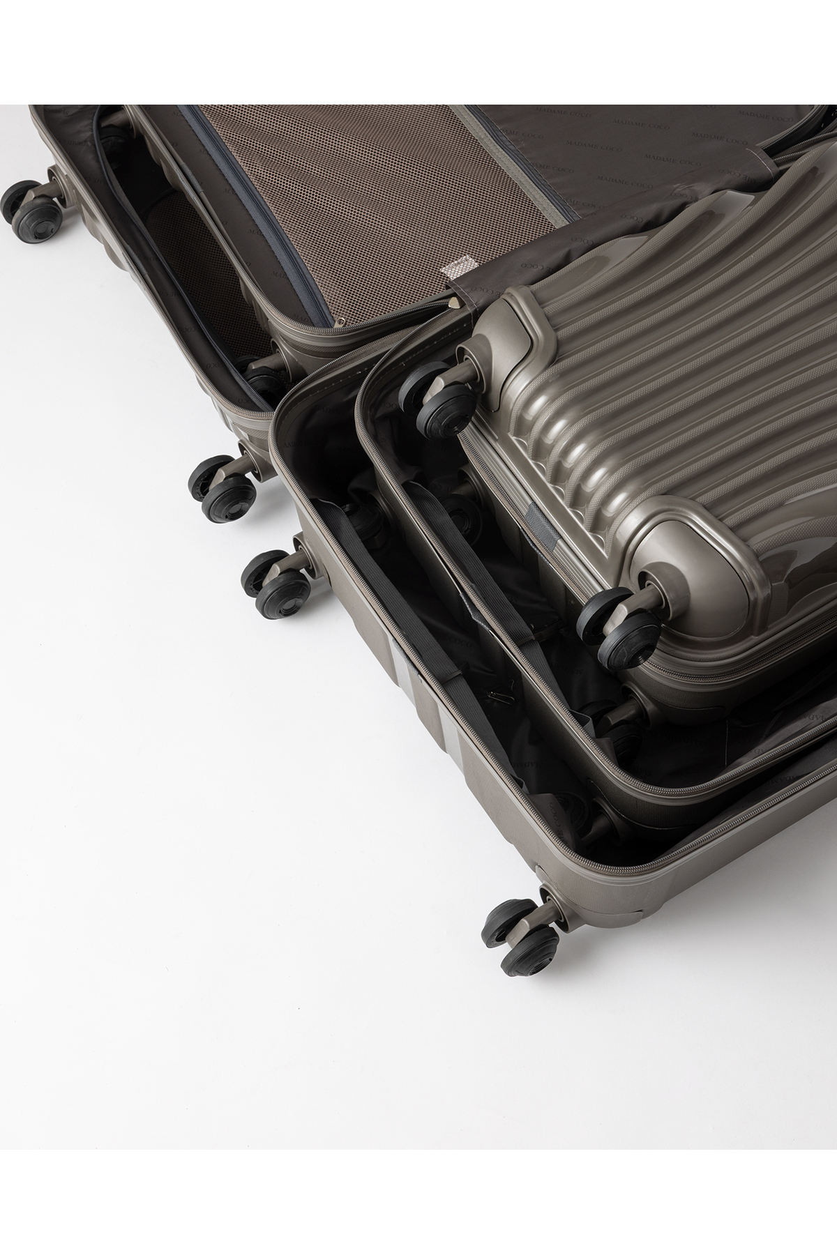 Madame Coco  Huitre 3'lü Set Valiz/Bavul - Gri - Görsel 4