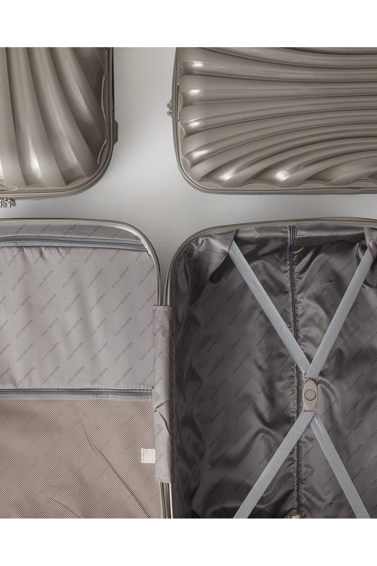 Madame Coco  Huitre 3'lü Set Valiz/Bavul - Gri - Görsel 5