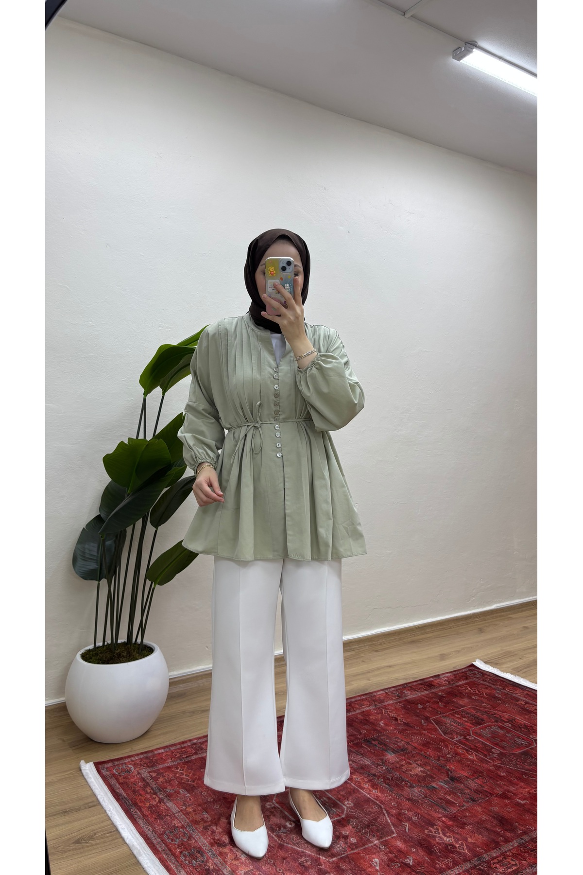 MOONSC  NERVÜRLÜ KETEN TESETTÜR GÖMLEK - Görsel 2